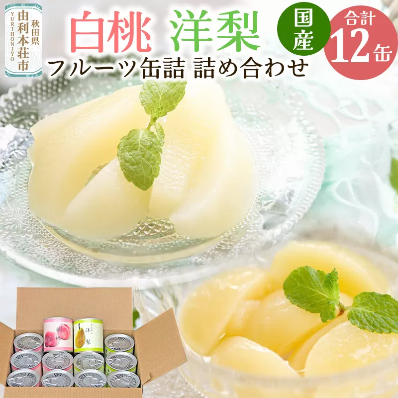 Sanuki フルーツ缶詰 白桃・洋梨 12缶セット(白桃×6缶、洋梨×6缶）