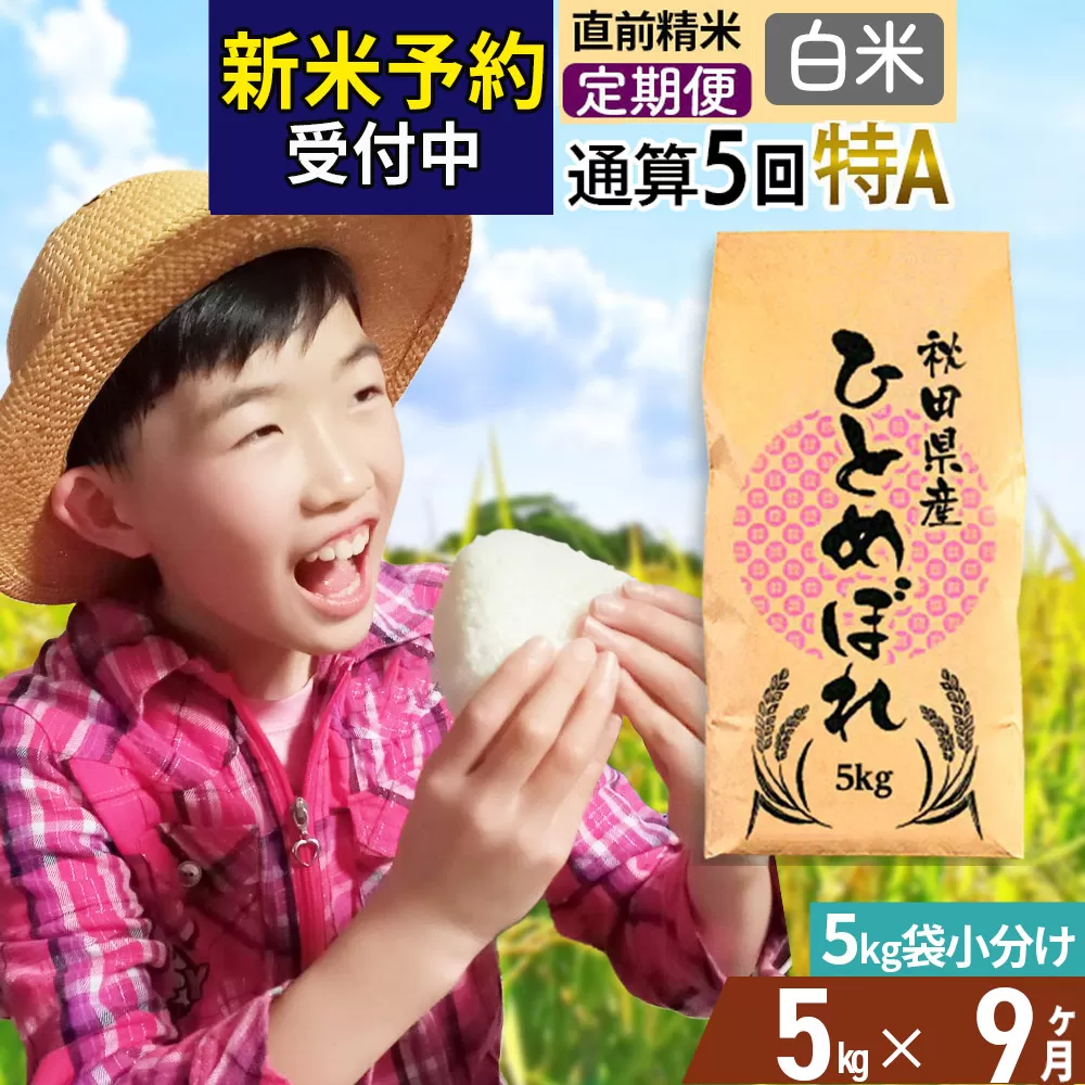 《予約受付》《定期便9ヶ月》令和7年産 【白米】通算5回特A 秋田県産ひとめぼれ 計5kg (5kg×1袋) お届け周期調整 隔月もOK【2025年11月中出荷予定】