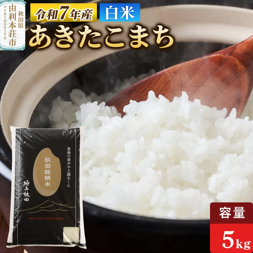 令和7年産 【白米】極上秋田銘柄米 あきたこまち 5kg 米 お米 白米 精米 ブランド米 銘柄米 秋田県産 [米 お米 こめ 白米 精米 あきたこまち ブランド米 銘柄米 秋田県産] 秋田県由利本荘市