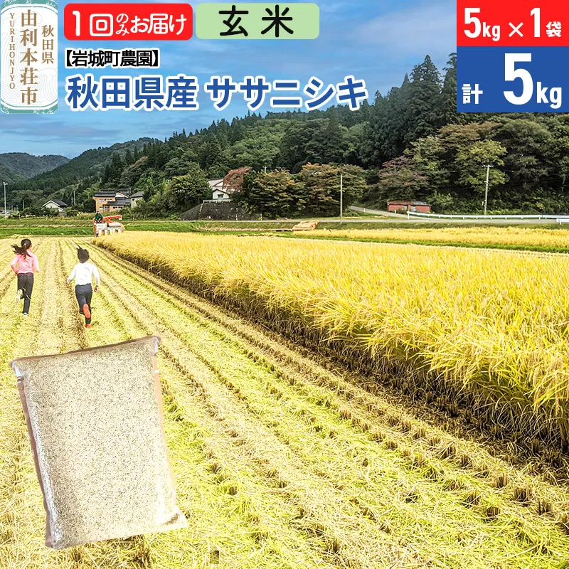 【玄米】秋田県由利本荘市産 ササニシキ 5kg(5kg×1袋) 令和7年産 真空パック 岩城町農園 秋田県由利本荘市