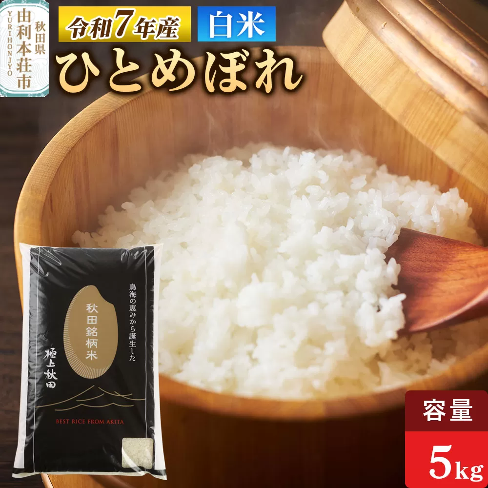 令和7年産 【白米】極上秋田銘柄米 ひとめぼれ 5kg 米 お米 こめ 白米 精米 ブランド米 秋田県産 秋田県由利本荘市