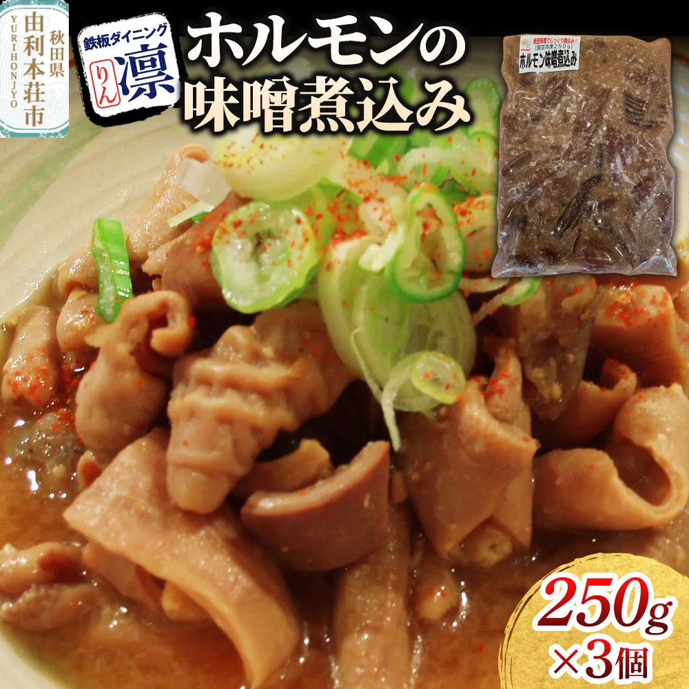 ホルモンの味噌煮込み 250g×3個セット [惣菜 総菜 レトルト おつまみ おかず 煮込み お手軽 温めるだけ 簡単調理 冷凍] 秋田県由利本荘市
