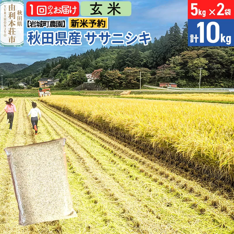 《令和7年産 新米予約》【玄米】ササニシキ 10kg(5kg×2袋) 秋田県 由利本荘市産 令和7年産 真空パック 岩城町農園
