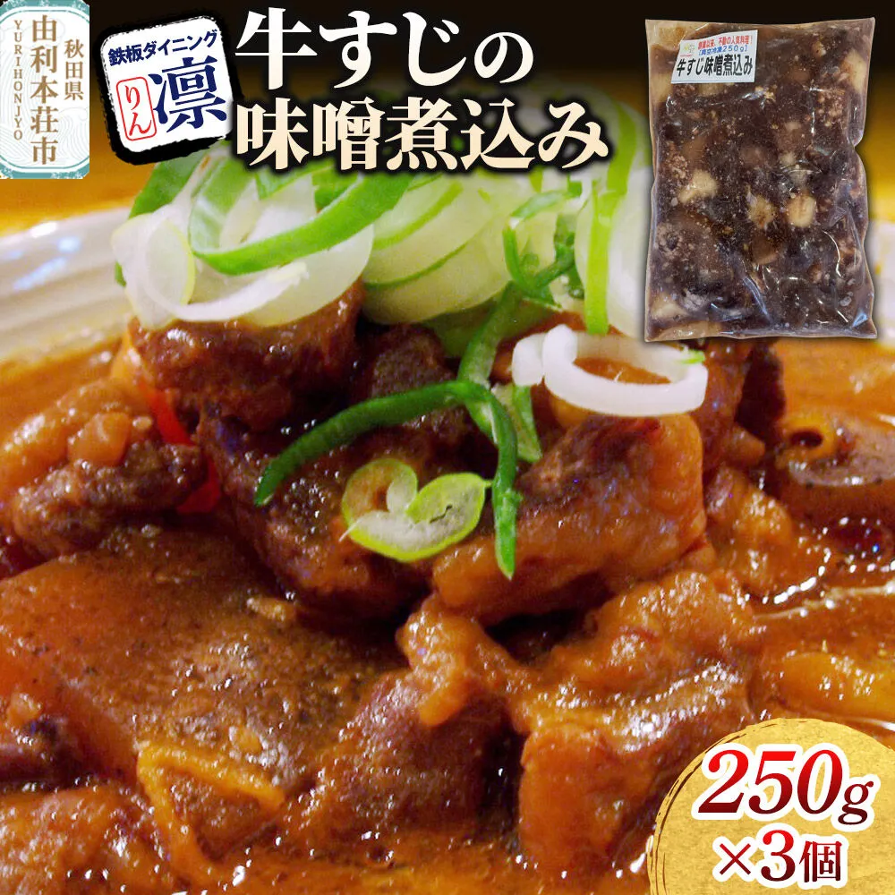 牛すじの味噌煮込み 250g×3個セット [惣菜 総菜 レトルト おつまみ おかず 煮込み お手軽 温めるだけ 簡単調理 冷凍] 秋田県由利本荘市