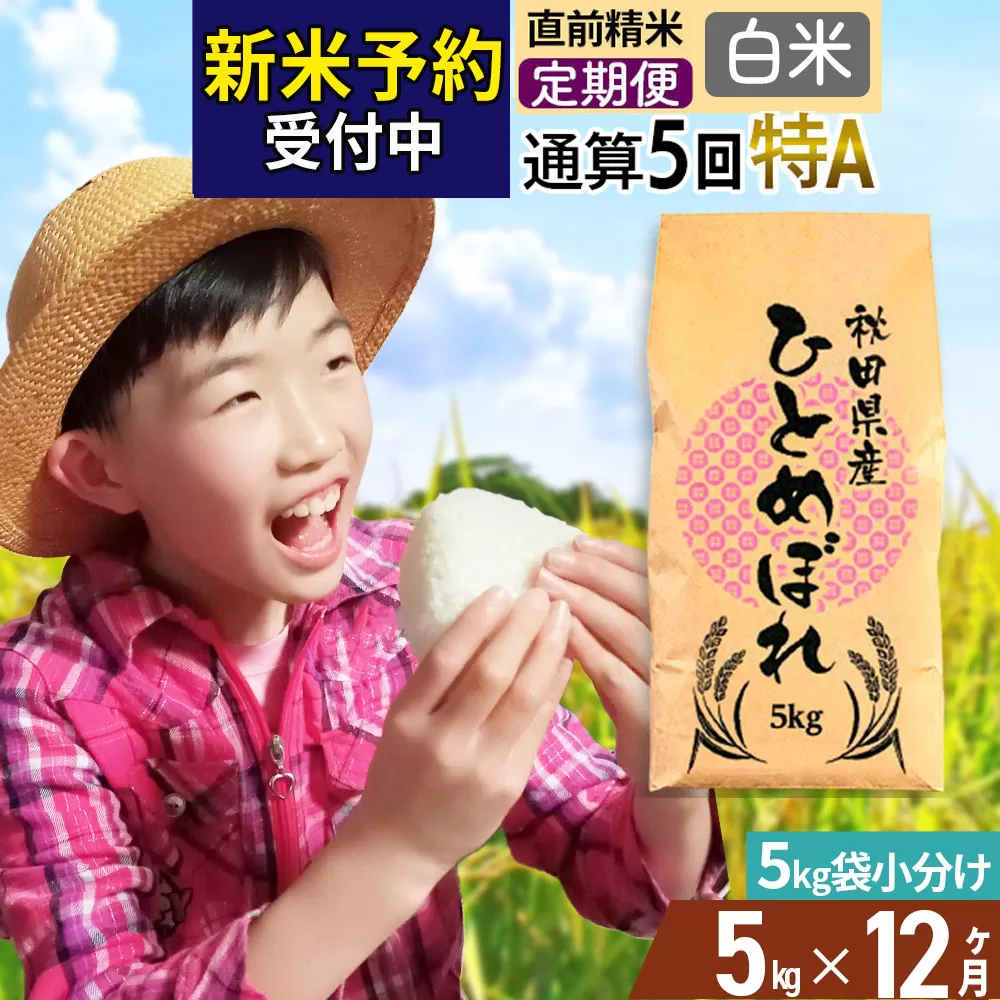 《予約受付》《定期便12ヶ月》令和7年産 【白米】通算5回特A 秋田県産ひとめぼれ 計5kg (5kg×1袋) お届け周期調整 隔月もOK【2025年11月中出荷予定】
