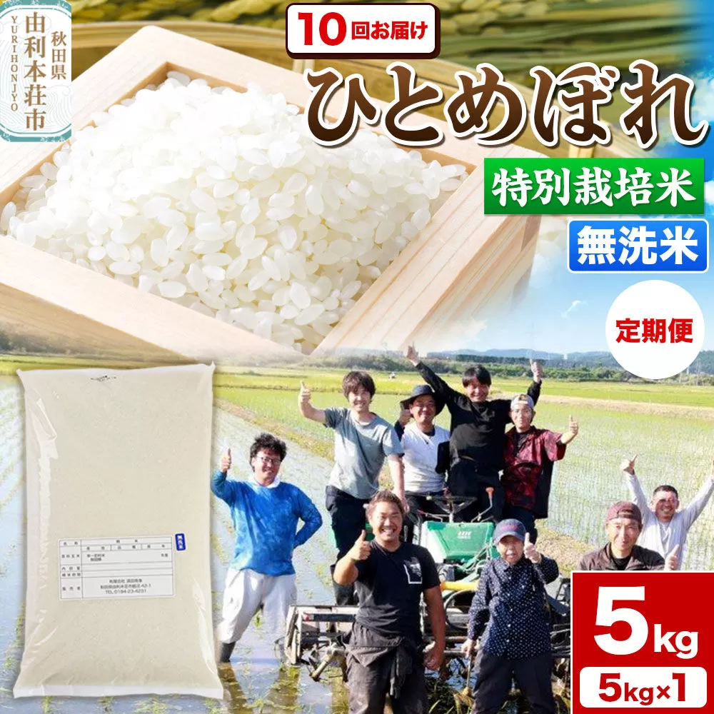 《定期便10ヶ月》令和7年産【無洗米】特別栽培米 ひとめぼれ 5kg 秋田県産 [ひとめぼれ 米 お米 白米 精米 無洗米 特別栽培米 ブランド米 食卓 秋田県産 秋田県 由利本荘市] 秋田県由利本荘市