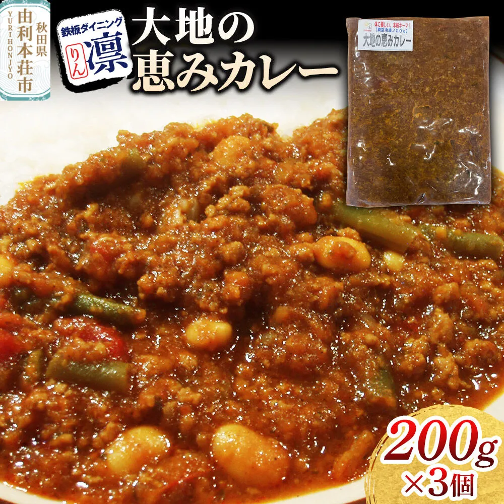 大地の恵みカレー 200g×3個セット [惣菜 総菜 レトルト おつまみ おかず カレー お手軽 温めるだけ 簡単調理 冷凍] 秋田県由利本荘市