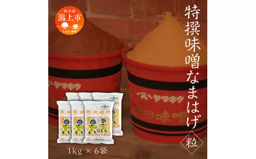 特撰味噌なまはげ（粒）1kg平袋 6個セット 味噌 みそ 調味料 定番 袋入り グルメ ふるさと 潟上市 秋田