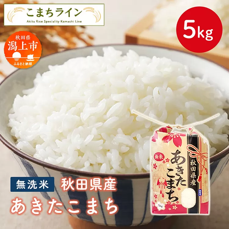 《令和7年新米先行予約》 無洗米 あきたこまち 5kg 米 一等米 礼品 こめ コメ 5キロ ふっくら 甘い 人気 おすすめ グルメ 故郷 ふるさと 納税 秋田 潟上市 一人暮らし 【こまちライン】