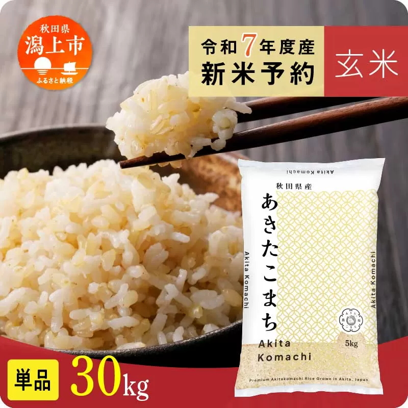 《先行予約》 玄米 あきたこまち 令和7年産 30kg(5kg×6) 5kg袋 小分け 米 グルメ ふるさと こめ コメ 一人暮らし  【秋田のこまち農場】