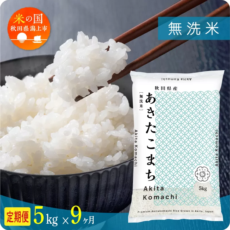 《新米》【毎月届く】令和8年産 秋田県産あきたこまち 無洗米 定期便9回 5kg×9回 計45kg 秋田のこまち農場 潟上市