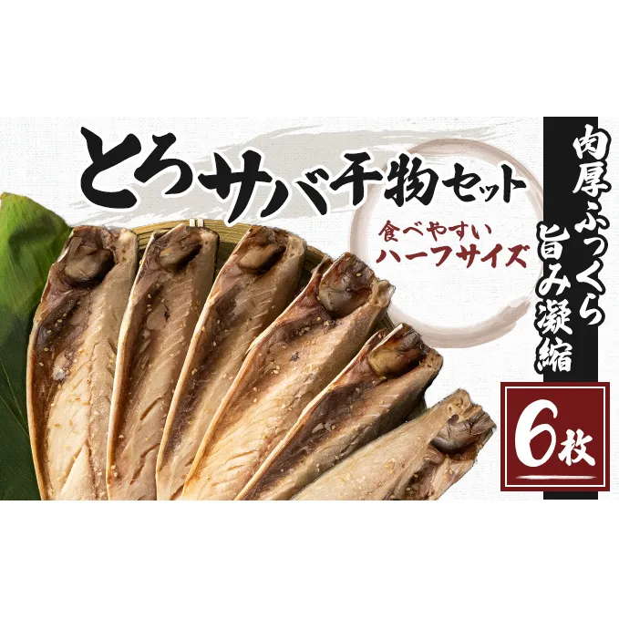 とろサバ 干物 6枚 お試し ハーフサイズ おひとり様 簡単調理 冷凍保存　1枚約200g前後×6枚　合計約1.2kg前後