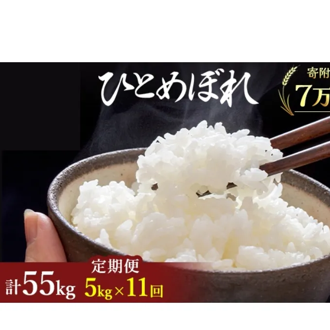 米 定期便 全11回 秋田県産 ひとめぼれ 5kg ×11回 計55kg 令和7年産［2025年11月頃から出荷予定］土づくり実証米 JAしんせい【 精米 白米 米 コメ お米 おこめ ブランド米 ご飯 ごはん 先行受付 新米 低たんぱく 産地直送 送料無料 高評価 秋田 にかほ 】