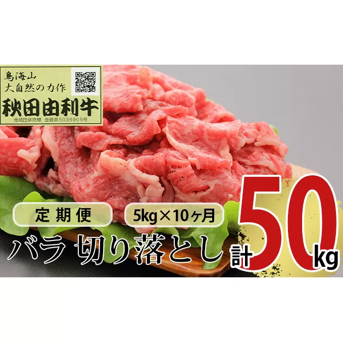 《定期便》10ヶ月連続 秋田由利牛 バラ切り落とし 5kg（1kg×5パック）
