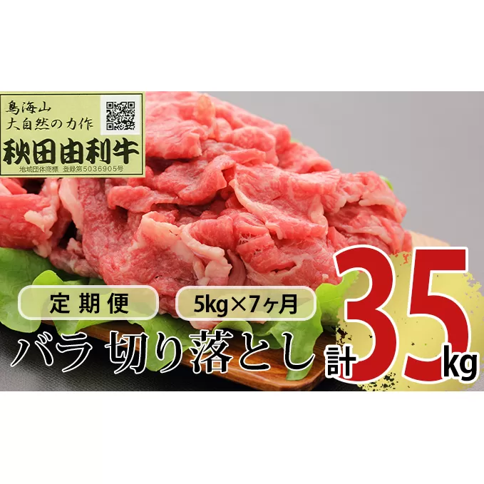 《定期便》7ヶ月連続 秋田由利牛 バラ切り落とし 5kg（1kg×5パック）
