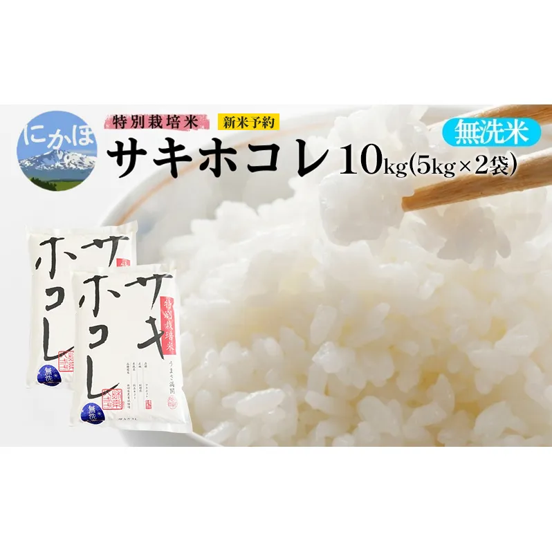 新米予約【無洗米】特別栽培米サキホコレ10kg （5kg×2） 令和7年産 秋田県 にかほ市 お米 米 こめ