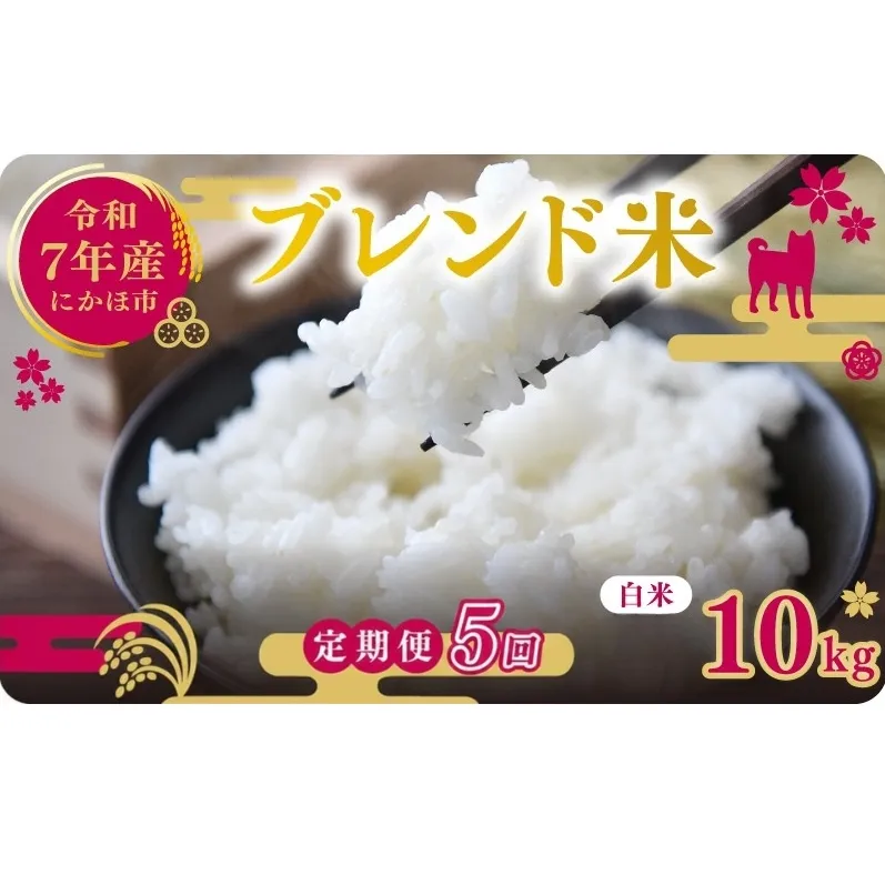 【5ヵ月定期便】令和7年度産 ブレンド米 白米 10kg×5ヵ月 精米 米 コメ お米 生活応援米 おこめ ご飯 ごはん 秋田県産 秋田 にかほ