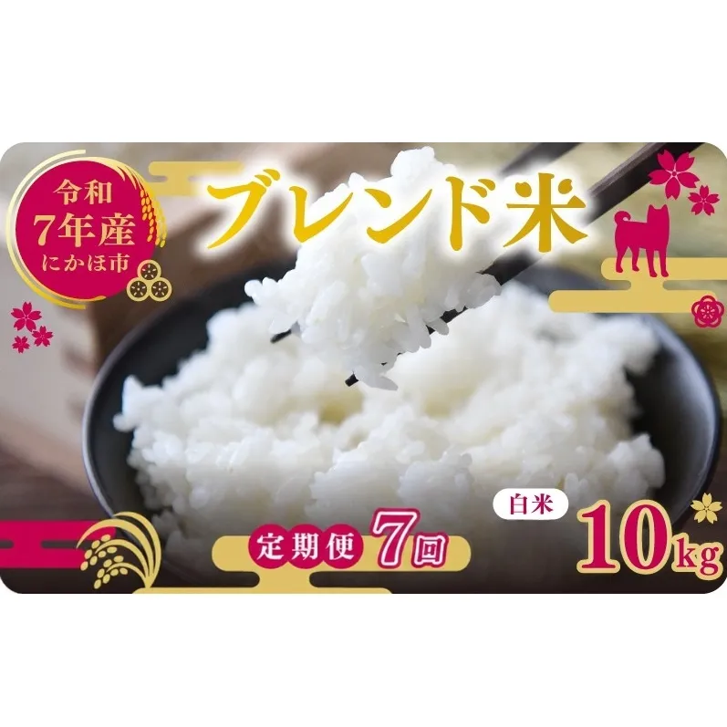 【7ヵ月定期便】令和7年度産 ブレンド米 白米 10kg×7ヵ月 精米 米 コメ お米 生活応援米 おこめ ご飯 ごはん 秋田県産 秋田 にかほ