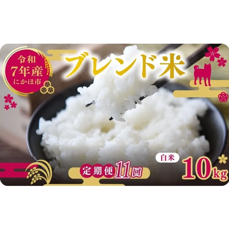 【11ヵ月定期便】令和7年度産 ブレンド米 白米 10kg×11ヵ月 精米 米 コメ お米 生活応援米 おこめ ご飯 ごはん 秋田県産 秋田 にかほ