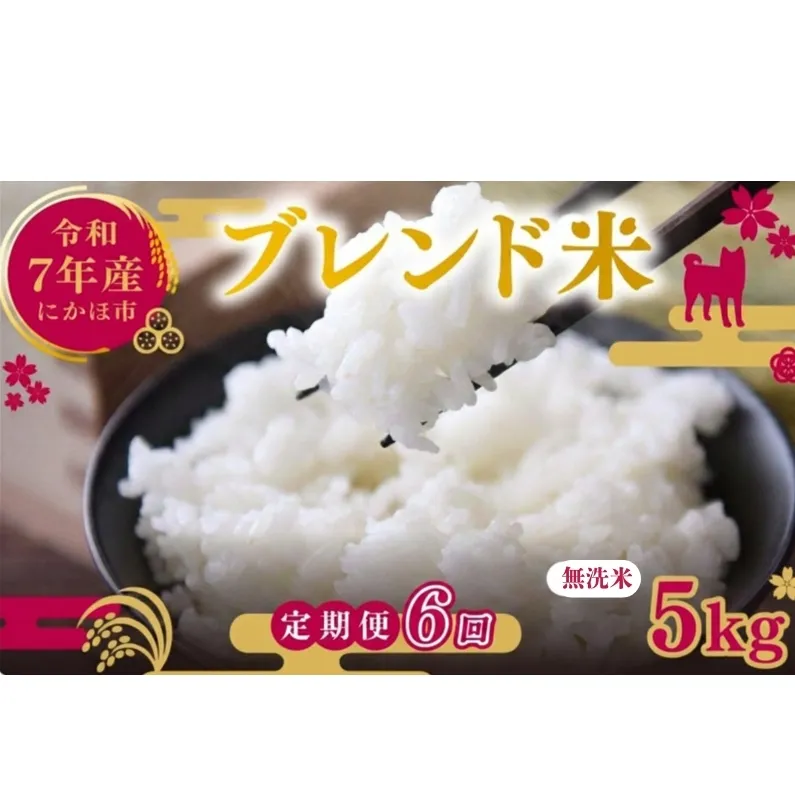 【6ヵ月定期便】令和7年度産 ブレンド米 無洗米 5kg×6ヵ月 米 コメ お米 生活応援米 おこめ ご飯 ごはん 秋田県産 秋田 にかほ