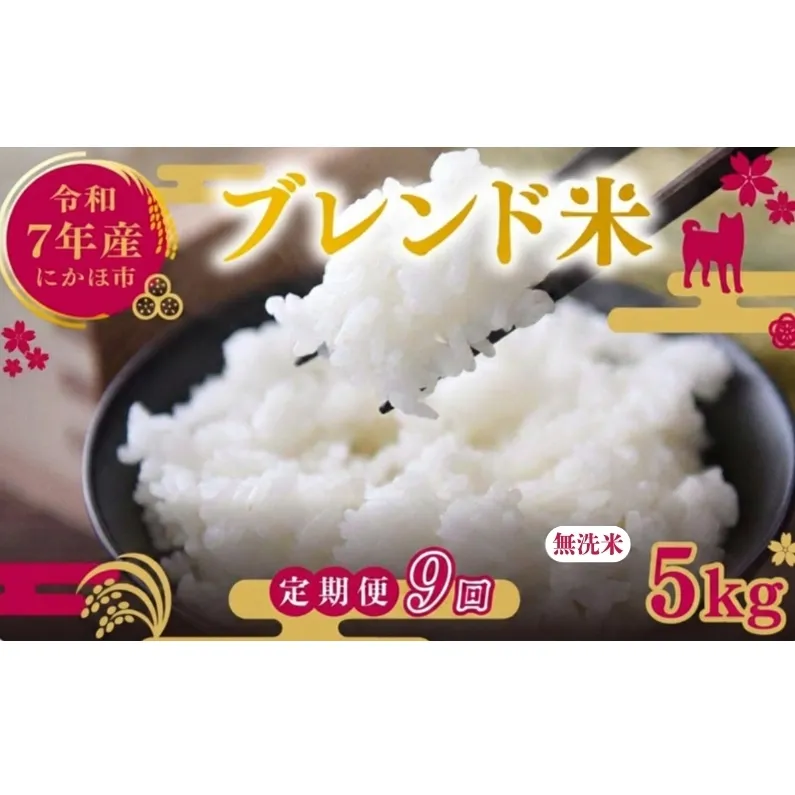 【9ヵ月定期便】令和7年度産 ブレンド米 無洗米 5kg×9ヵ月 米 コメ お米 生活応援米 おこめ ご飯 ごはん 秋田県産 秋田 にかほ
