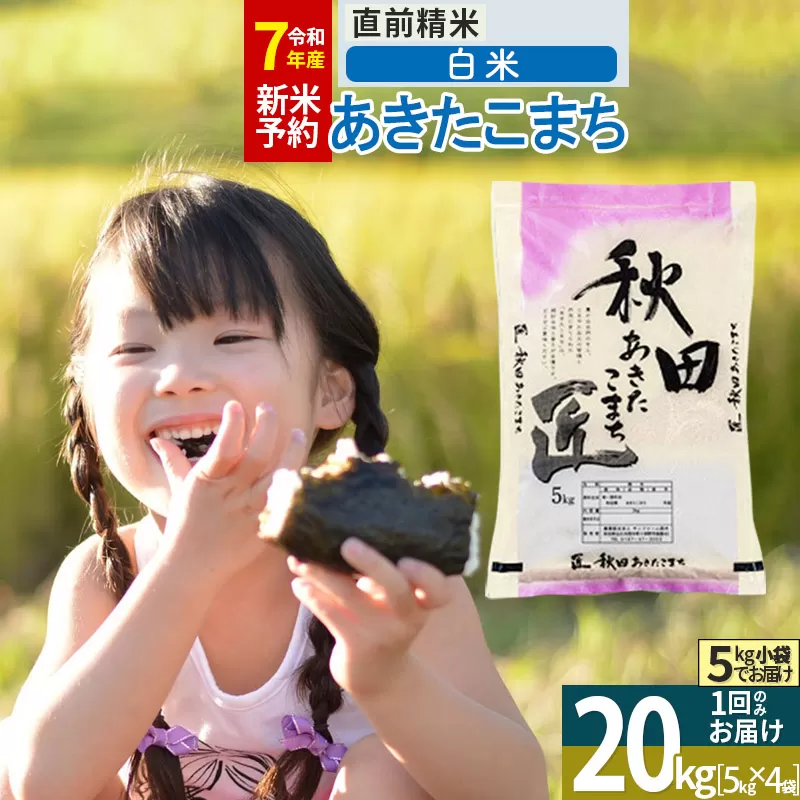 【白米】＜令和7年産 新米予約＞ 秋田県産 あきたこまち 20kg (5kg×4袋) 20キロ お米 新米