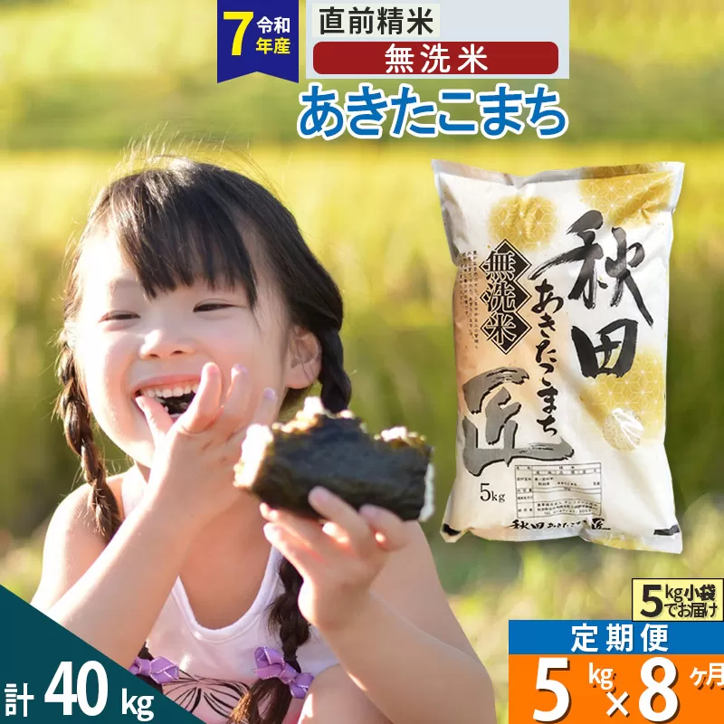 【無洗米】＜令和7年産＞《定期便8ヶ月》秋田県産 あきたこまち 5kg (5kg×1袋) ×8回 5キロ お米 匠  秋田県仙北市