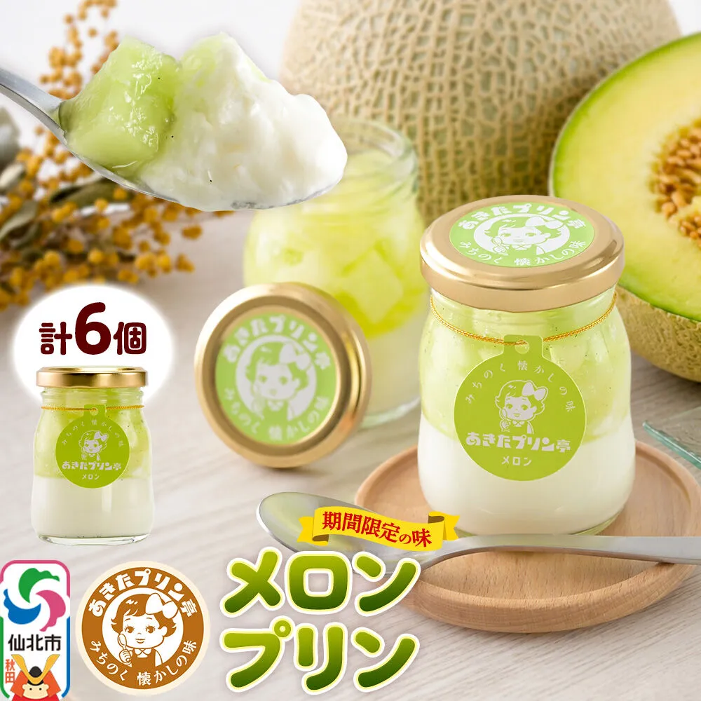 あきたプリン亭 メロンプリンセット 6個入り [手作り あきたプリン亭 ぷりん メロン お菓子 洋生菓子 洋菓子 高級 お取り寄せ スイーツ ギフト プレゼント 詰め合わせ] 秋田県仙北市