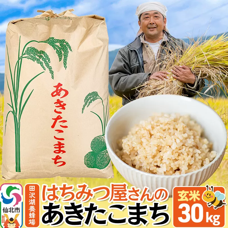 【玄米】令和7年産 新米 先行受付 秋田県産 あきたこまち 30kg お米 仙北市 30キロ