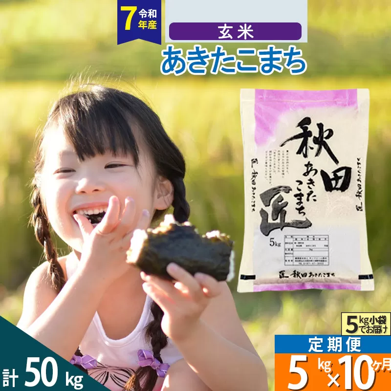 【玄米】＜令和7年産＞ 《定期便10ヶ月》秋田県産 あきたこまち 5kg (5kg×1袋)×10回 5キロ お米 匠  秋田県仙北市