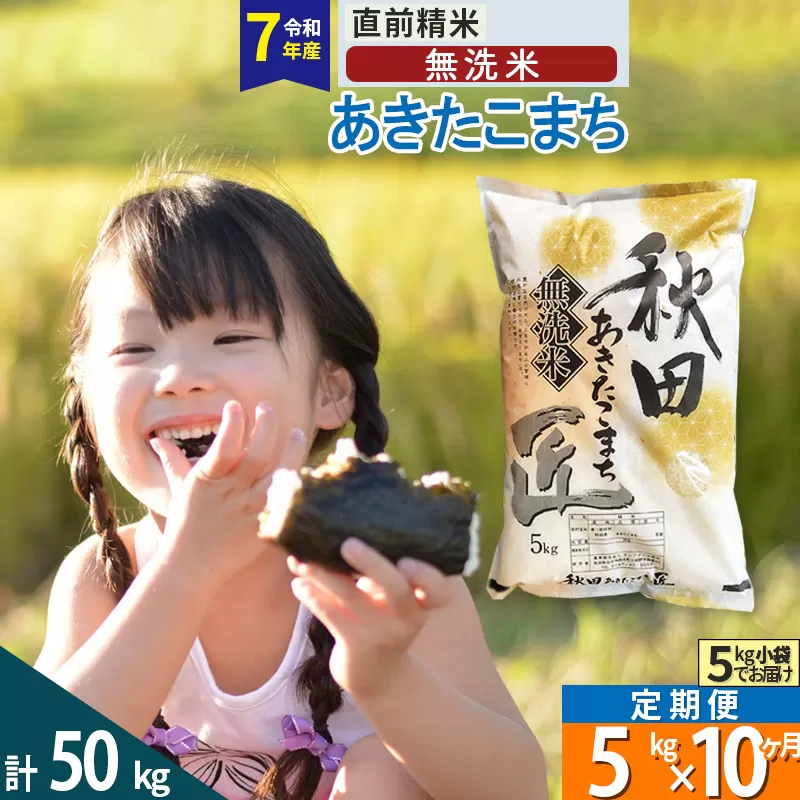 【無洗米】＜令和7年産＞《定期便10ヶ月》秋田県産 あきたこまち 5kg (5kg×1袋) ×10回 5キロ お米 匠  秋田県仙北市