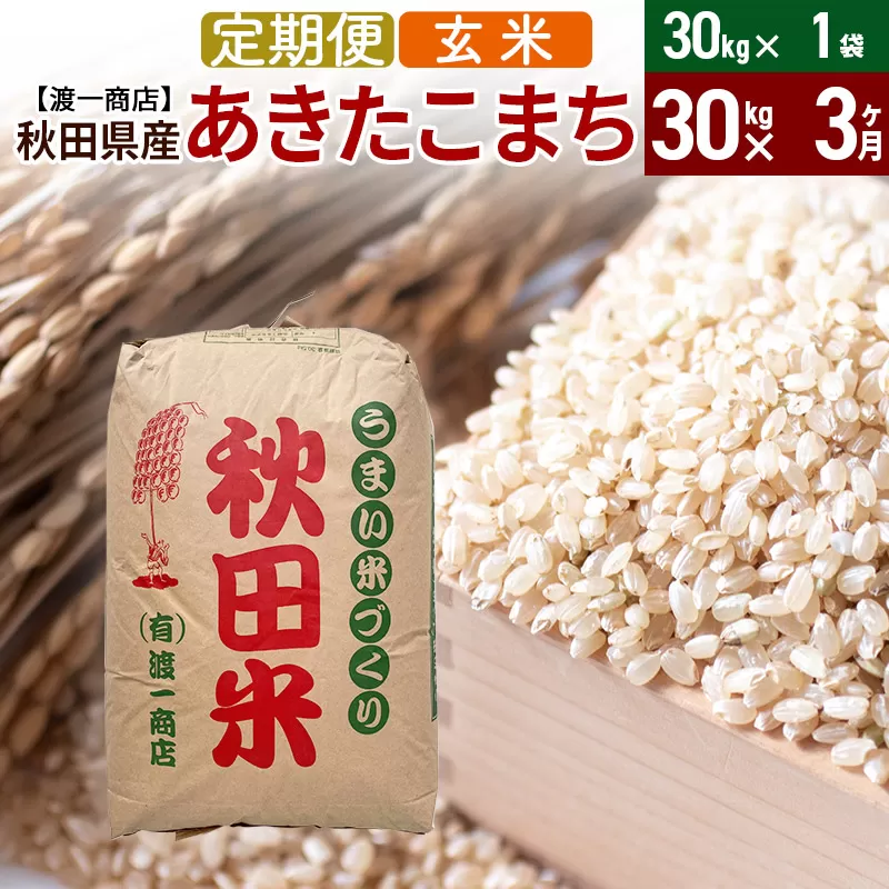 《定期便3ヶ月》あきたこまち 玄米 30kg（30kg×1袋） 秋田県産 令和5年産