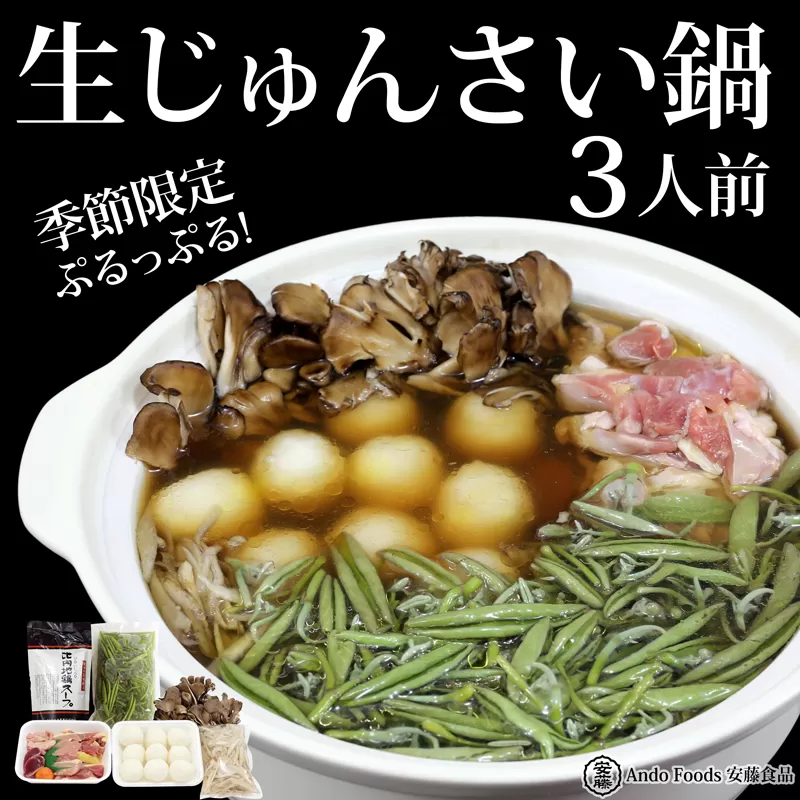 生じゅんさい鍋 3人前[冷蔵](2026年5月上旬頃〜7月下旬までに発送予定) 秋田県三種町
