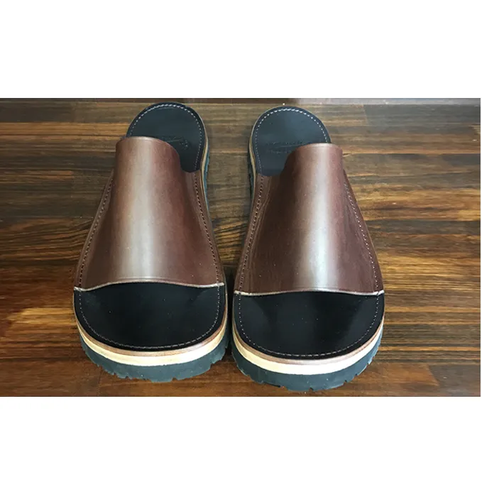 レザーサンダル（ブラウン×ブラック）サイズ5（23～23.5cm）【キャッスルファイブレザーアート】 ファッション 靴 シューズ 牛革