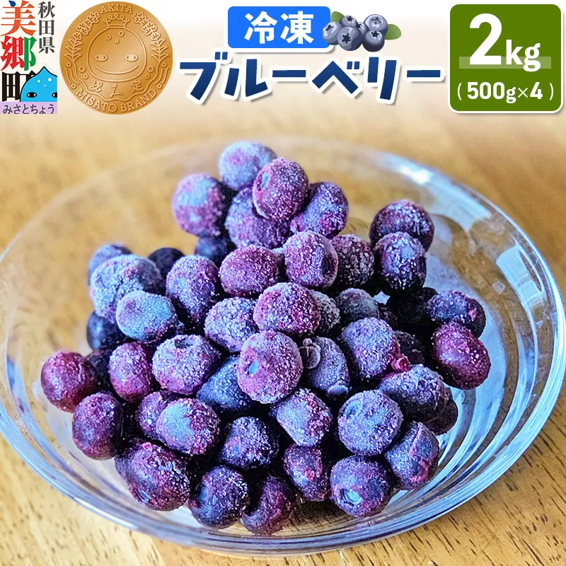くろかわ農園 冷凍ブルーベリー 2kg（500g×4パック） 秋田県美郷町 [摘みたて ブルーベリー 新鮮 その他のフルーツの返礼品] 秋田県美郷町
