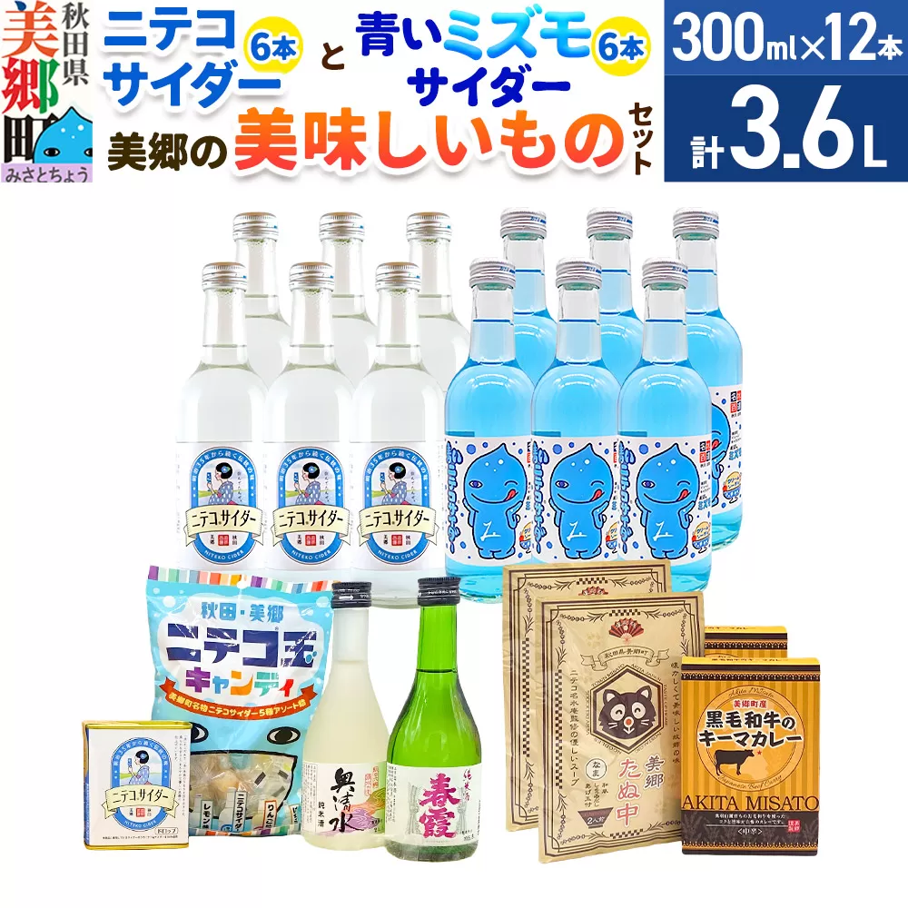 炭酸飲料 ニテコサイダー6本・青いミズモサイダー6本と美郷の美味しいものセット 秋田県美郷町