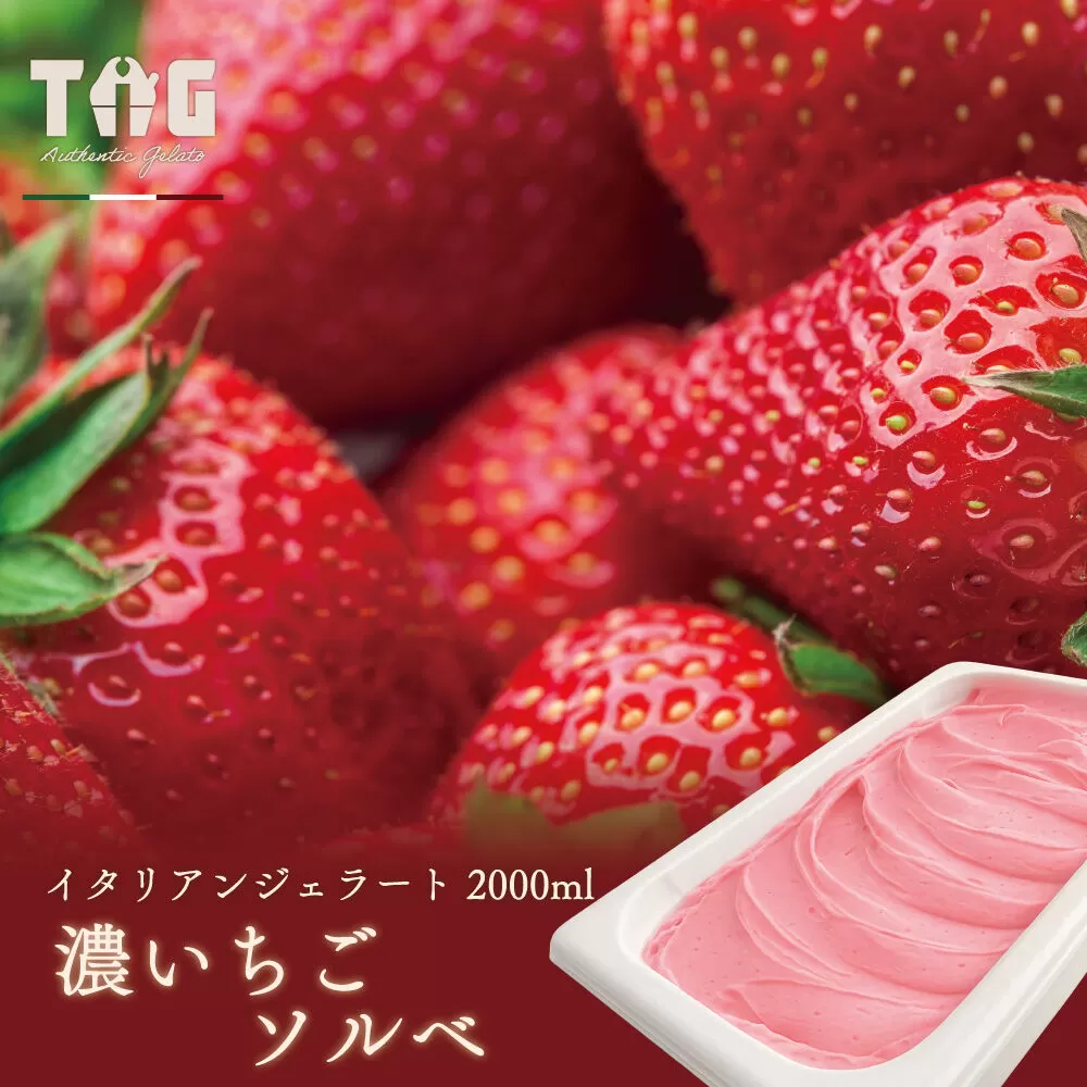 ジェラテリア TiG（ティグ）イタリアンジェラート 無着色・無香料 濃いちごソルベ 2000ml（2L） [無着色 無香料 国産 秋田県産 イチゴ いちご 果物 フルーツ] 秋田県美郷町