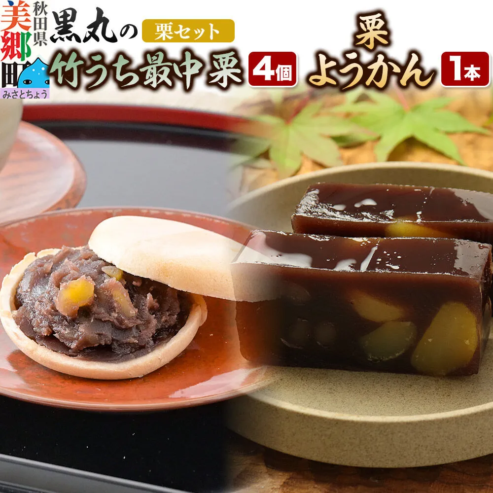 《栗セット》最中と羊羹 竹うちもなか【栗】4個・栗ようかん1本  [和菓子 最中 羊羹 栗 秋田 詰め合わせ] 秋田県美郷町