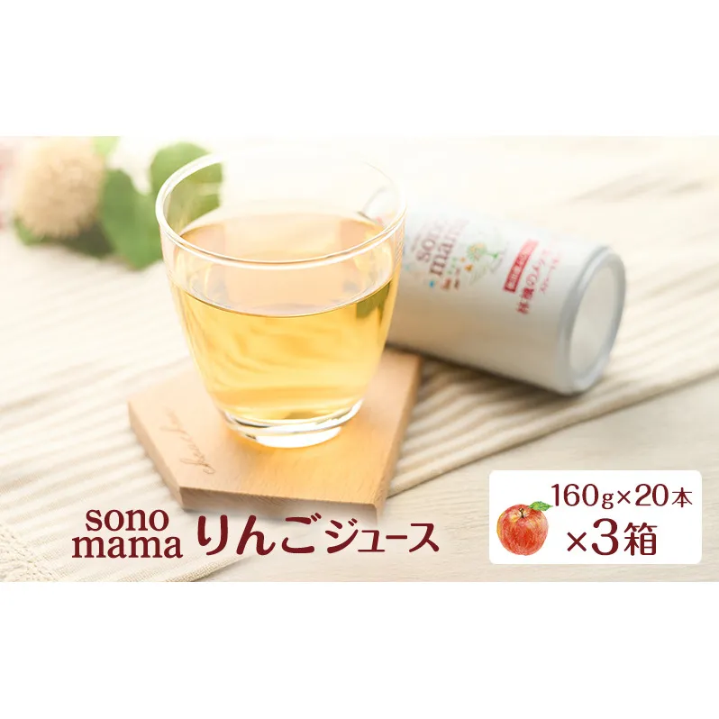 りんごジュース「sonomama」（160g×20本）×3箱 りんご リンゴ ジュース リンゴジュース 飲料