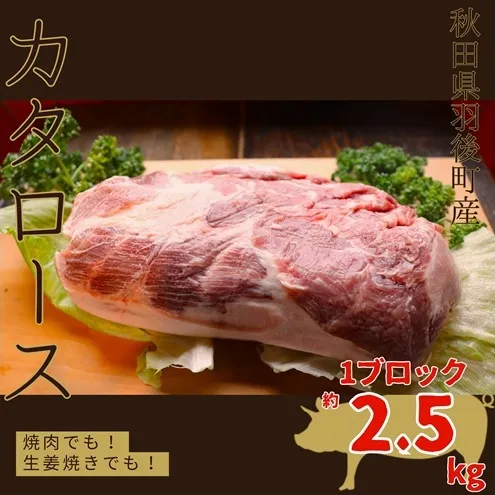 秋田県 羽後町産 豚肉 カタロース 1ブロック 2.5kg前後  [ 肉 豚 ポーク BBQ 豚カツ カツ ]
