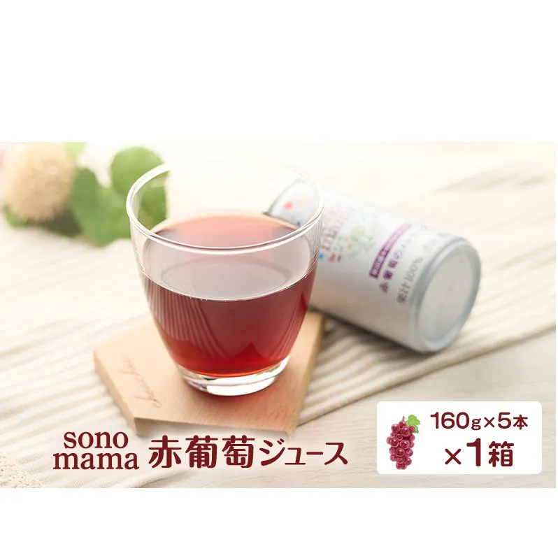 赤葡萄ジュース「sonomama」（160g×5本）×1箱 ぶどう ブドウ ジュース ぶどうジュース 飲料