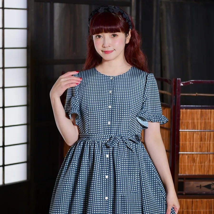 先行予約 アトリエ小町　ワンピース （renka ep2）ギンガムチェック・ブラック フリーサイズ　青木美沙子さんコラボ [服 ロリータ ロリータファッション スイートロリータ 可愛い レディース 姫 お姫様 チェック ]