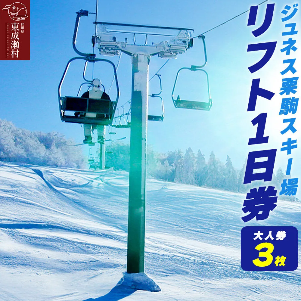 秋田県東成瀬村  ジュネス栗駒スキー場 リフト1日券（大人券3枚） [スキー場 リフト券 ジュネス栗駒スキー場] 秋田県東成瀬村