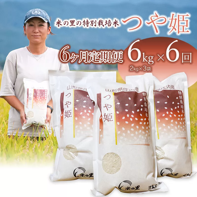 【令和6年産】【6ヶ月定期便】 米の里の特別栽培米 つや姫 精米 6kg(2kg×3袋)×6ヶ月　山形県鶴岡市産 k-663