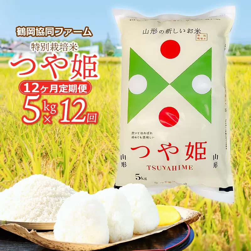 【令和6年産先行予約】特別栽培米つや姫 5kg (5kg×1袋)×12ヶ月【定期便】　鶴岡協同ファーム