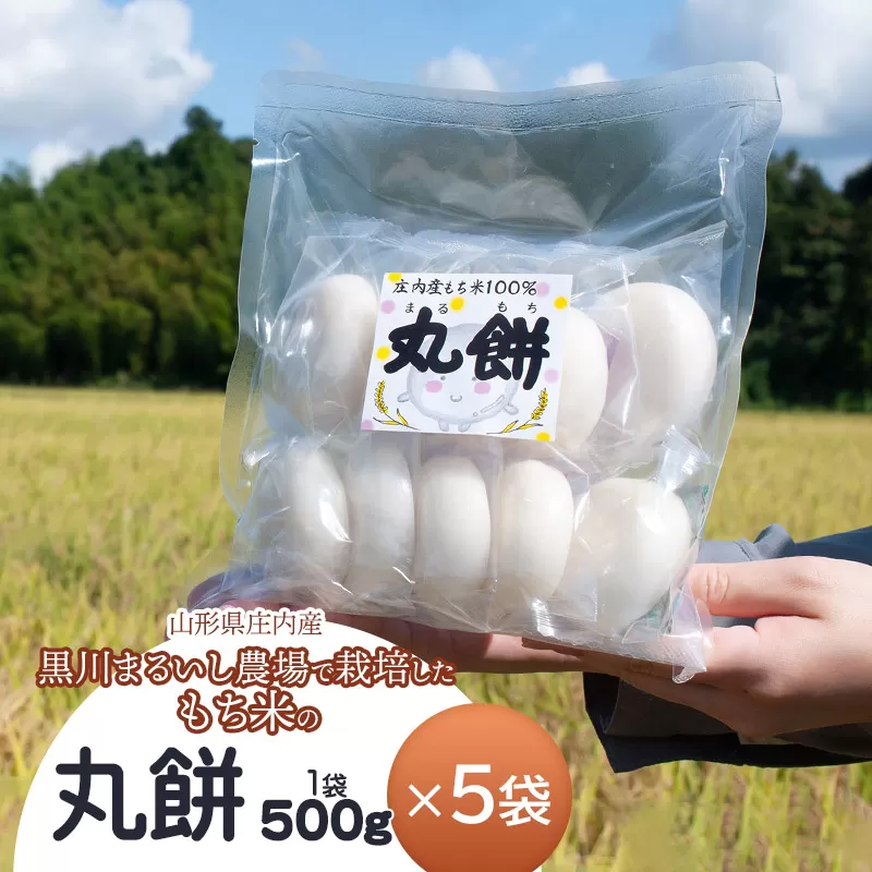 黒川まるいし農場で栽培したもち米の丸餅 500g×5袋 庄内産 山形県鶴岡市 K-639