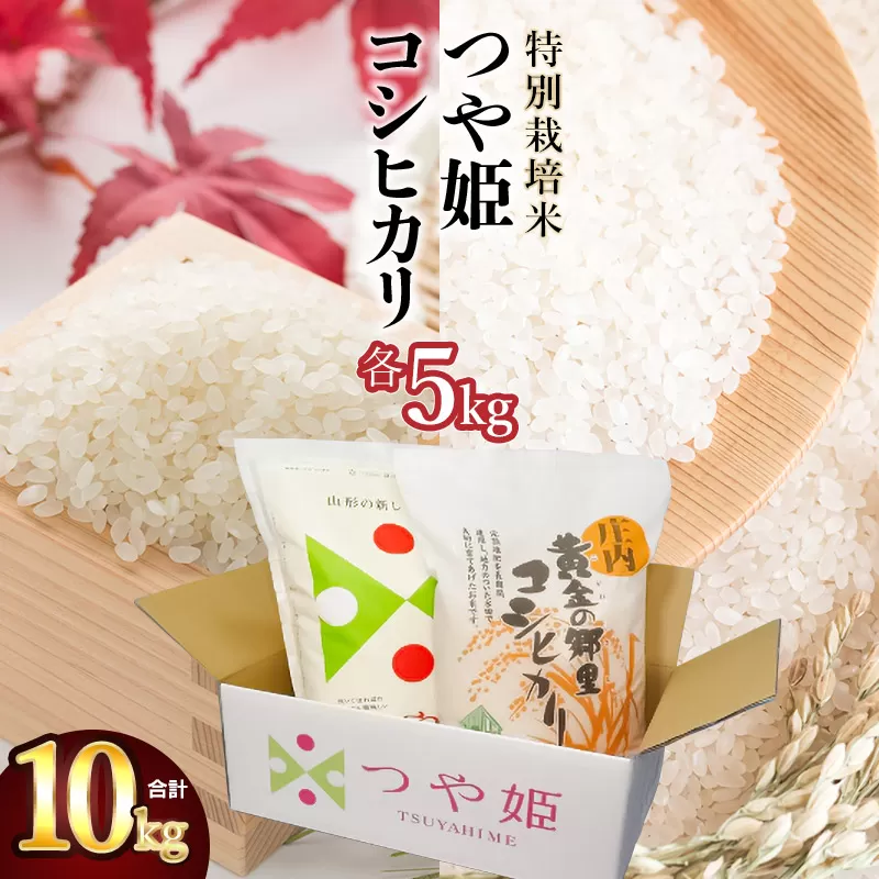【令和6年産】特別栽培米 つや姫 5kg ＆ 黄金の郷里コシヒカリ 5kg 精米 合計10kg 山形県庄内産　鶴岡米穀商業協同組合