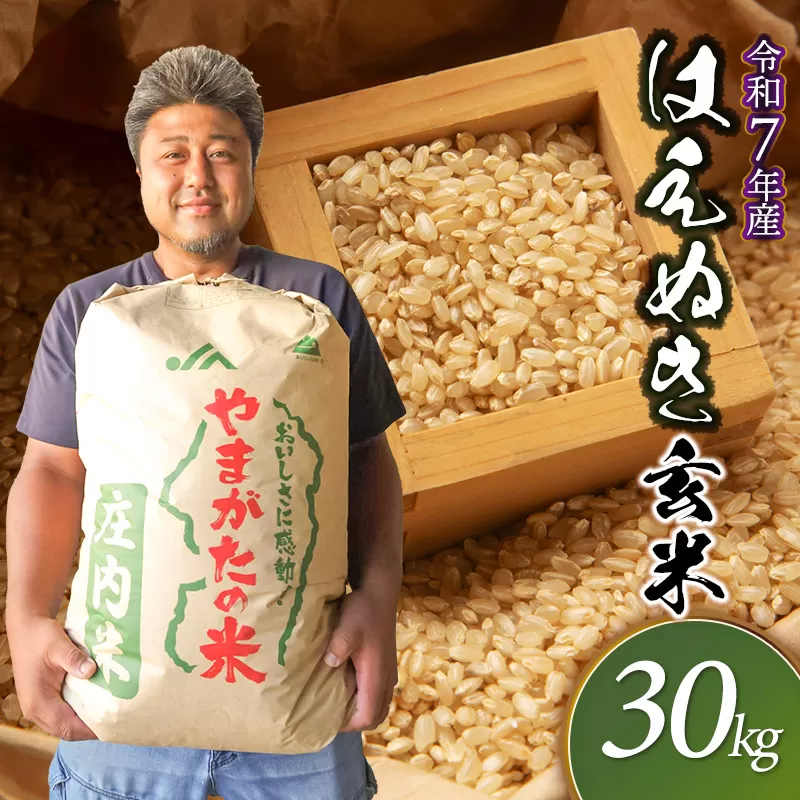 【令和7年産先行予約】 はえぬき　玄米（庄内米）　30kg　農家 長四郎
