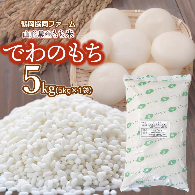 令和6年産 山形県産もち米「でわのもち」5kg（5kg×1袋） 鶴岡協同ファーム