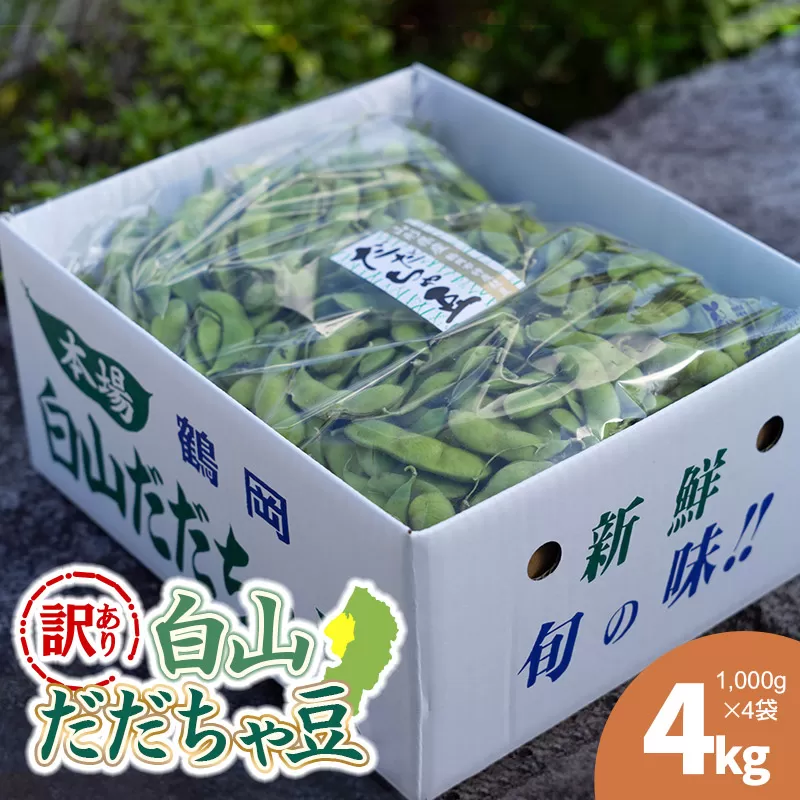 【令和8年産先行予約】【訳あり】白山だだちゃ豆　4kg（1kg × 4袋）　長五郎